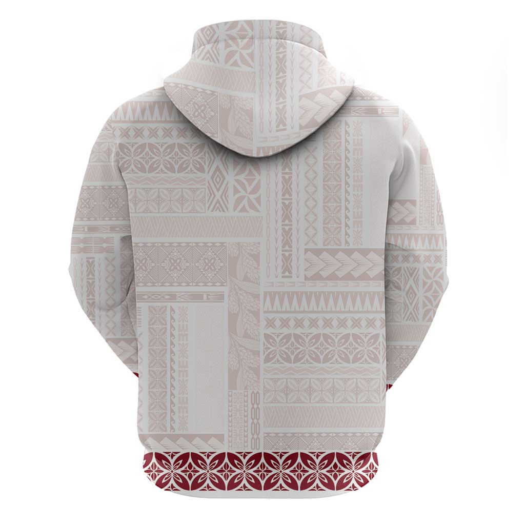 Samoa Siapo Red Trimmed Zip Hoodie Samoa White Sunday LT01 - Polynesian Pride