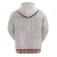 Samoa Siapo Red Trimmed Zip Hoodie Samoa White Sunday LT01 - Polynesian Pride
