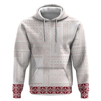 Samoa Siapo Red Trimmed Zip Hoodie Samoa White Sunday LT01 Pullover Hoodie Red - Polynesian Pride