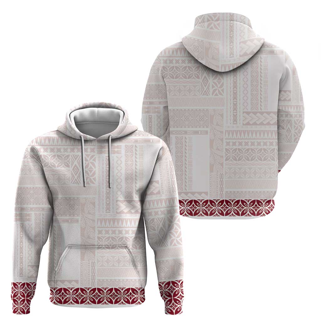 Samoa Siapo Red Trimmed Zip Hoodie Samoa White Sunday LT01 - Polynesian Pride