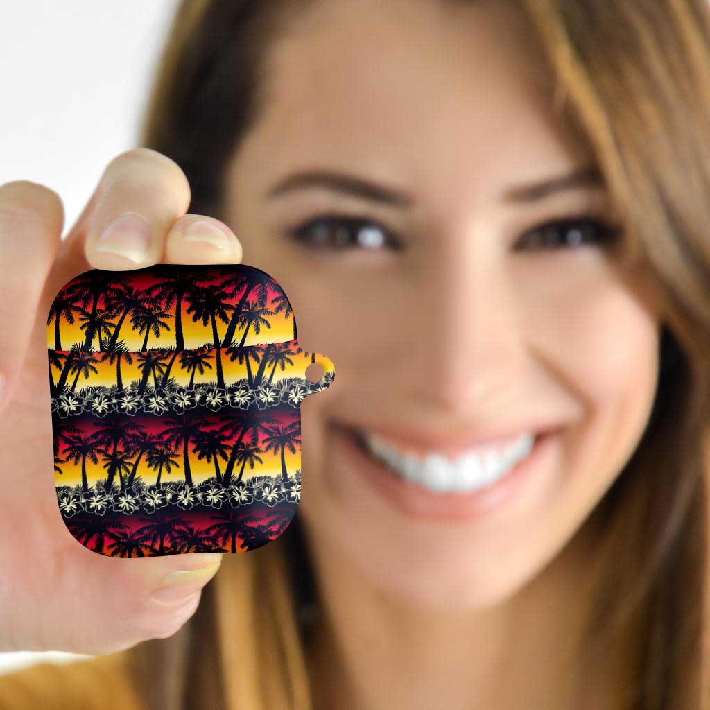 Hawaii Hibiscus Palm Tree Sunset AirPods Case Tropical Style LT01 Multicolor - Polynesian Pride