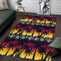Hawaii Hibiscus Palm Tree Sunset Area Rug Tropical Style LT01 Multicolor - Polynesian Pride