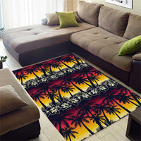 Hawaii Hibiscus Palm Tree Sunset Area Rug Tropical Style LT01 - Polynesian Pride