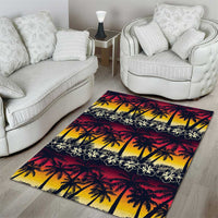 Hawaii Hibiscus Palm Tree Sunset Area Rug Tropical Style LT01 - Polynesian Pride