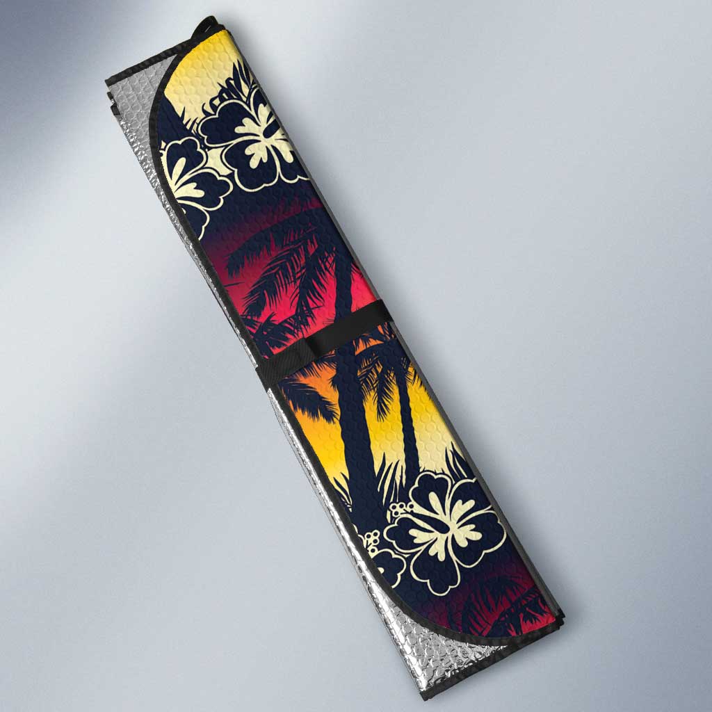 Hawaii Hibiscus Palm Tree Sunset Auto Sun Shade Tropical Style LT01 - Polynesian Pride