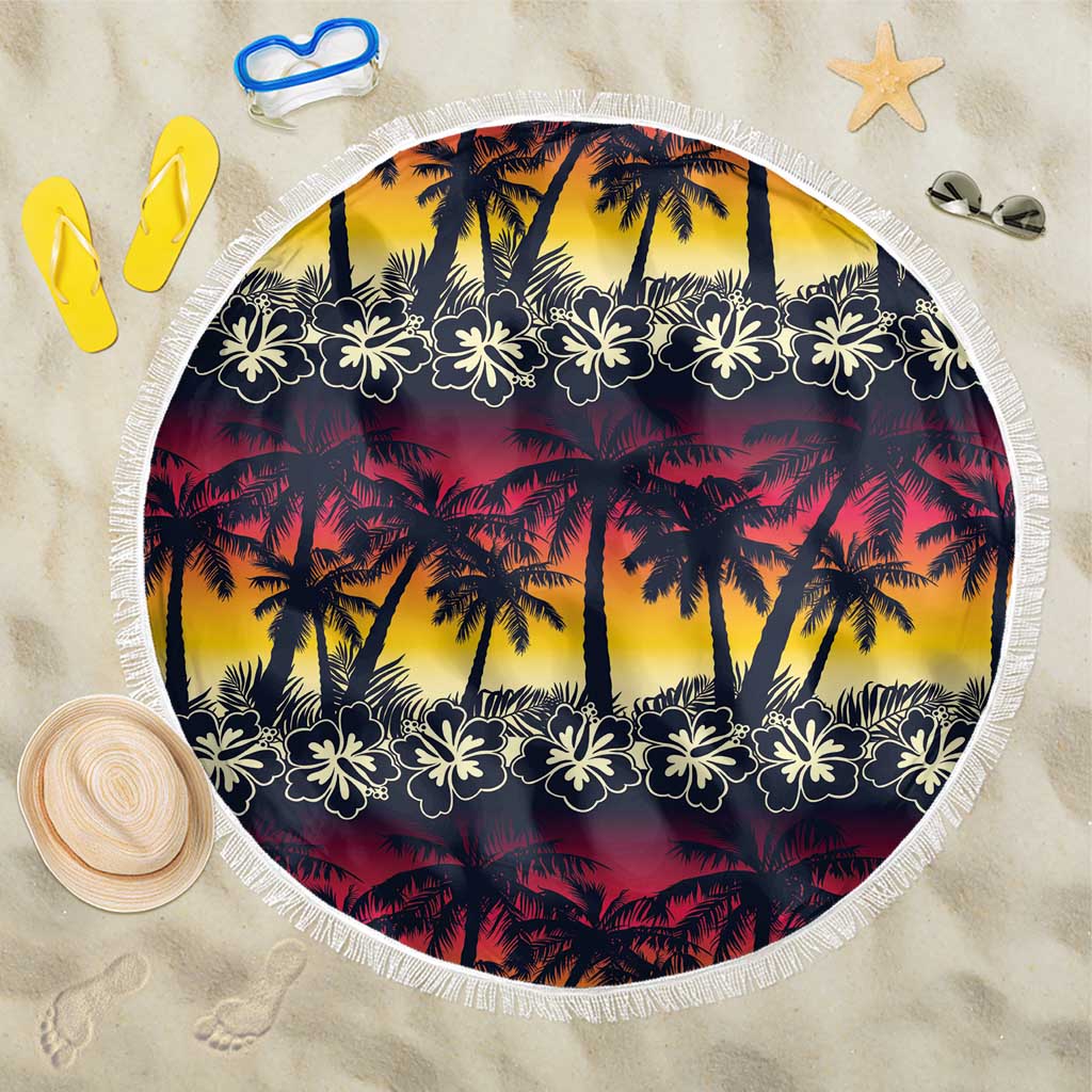 Hawaii Hibiscus Palm Tree Sunset Beach Blanket Tropical Style LT01 One Size 150cm Multicolor - Polynesian Pride