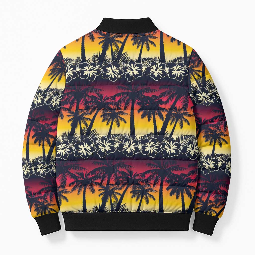Hawaii Hibiscus Palm Tree Sunset Bomber Puffer Jacket Tropical Style LT01 - Polynesian Pride
