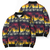 Hawaii Hibiscus Palm Tree Sunset Bomber Puffer Jacket Tropical Style LT01 - Polynesian Pride