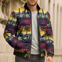 Hawaii Hibiscus Palm Tree Sunset Bomber Puffer Jacket Tropical Style LT01 - Polynesian Pride