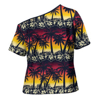 Hawaii Hibiscus Palm Tree Sunset Cross Shoulder Shirt Tropical Style LT01 - Polynesian Pride