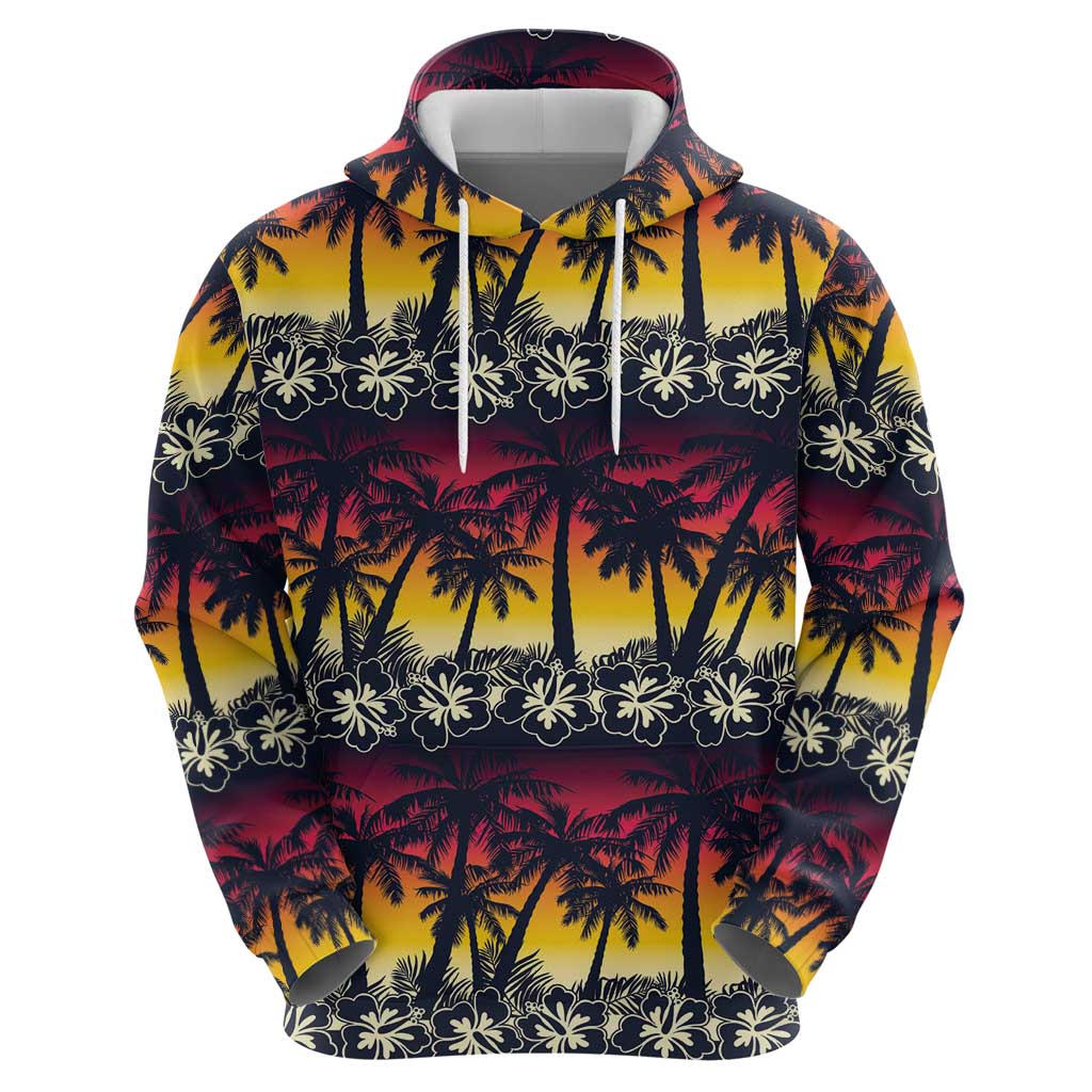Hawaii Hibiscus Palm Tree Sunset Hoodie Tropical Style LT01 - Polynesian Pride