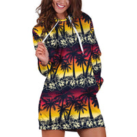 Hawaii Hibiscus Palm Tree Sunset Hoodie Dress Tropical Style LT01 Multicolor - Polynesian Pride