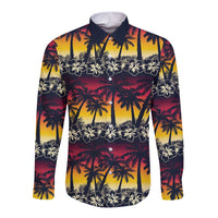 Hawaii Hibiscus Palm Tree Sunset Long Sleeve Button Shirt Tropical Style LT01 Unisex Multicolor - Polynesian Pride