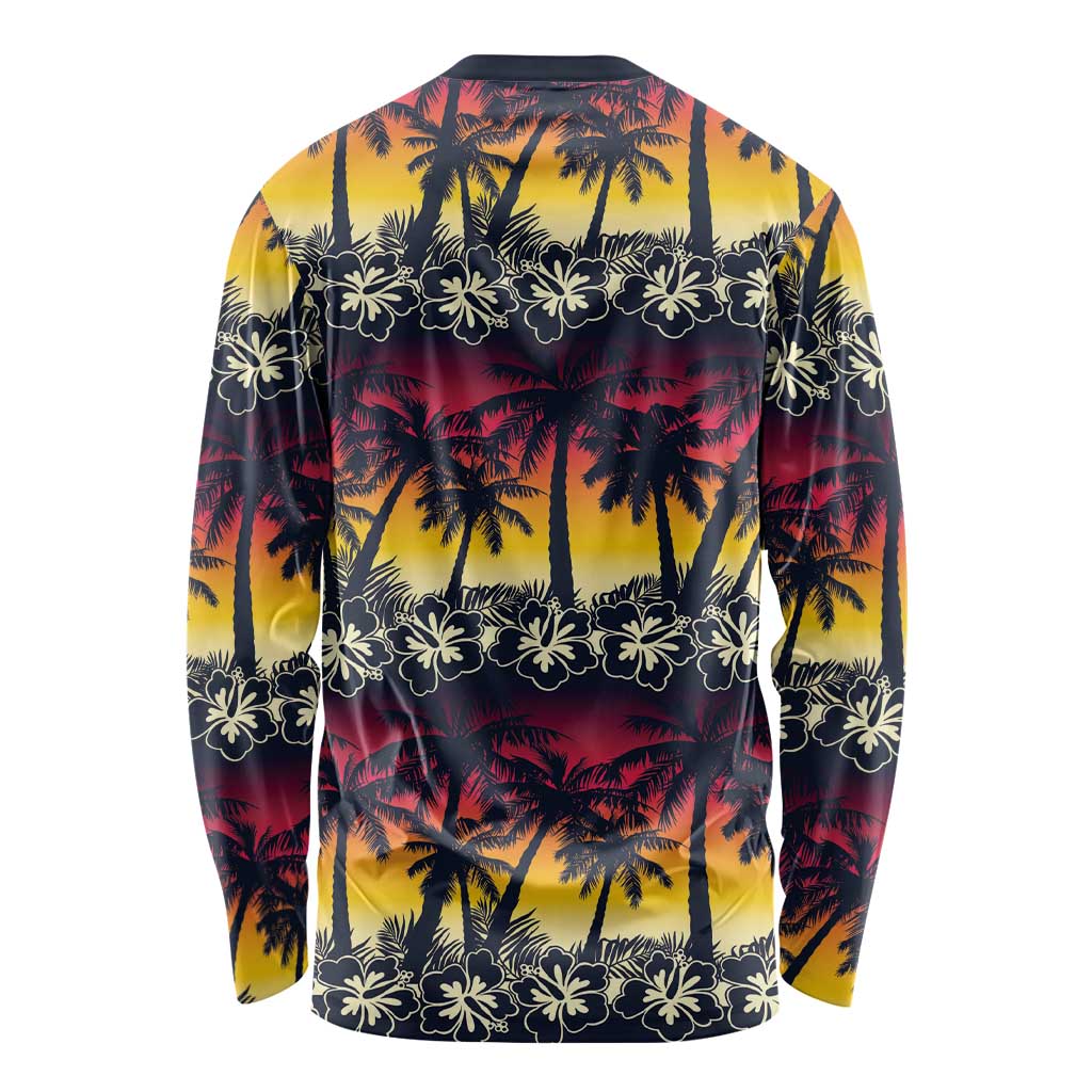 Hawaii Hibiscus Palm Tree Sunset Long Sleeve Shirt Tropical Style LT01 - Polynesian Pride