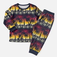 Hawaii Hibiscus Palm Tree Sunset Christmas Pajama Set Tropical Style LT01 Men Multicolor - Polynesian Pride