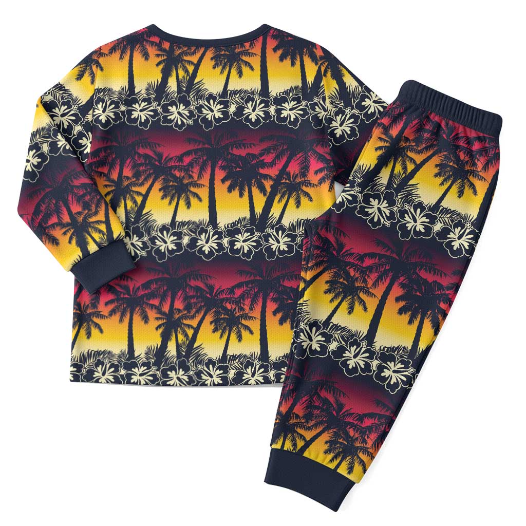 Hawaii Hibiscus Palm Tree Sunset Christmas Pajama Set Tropical Style LT01 - Polynesian Pride