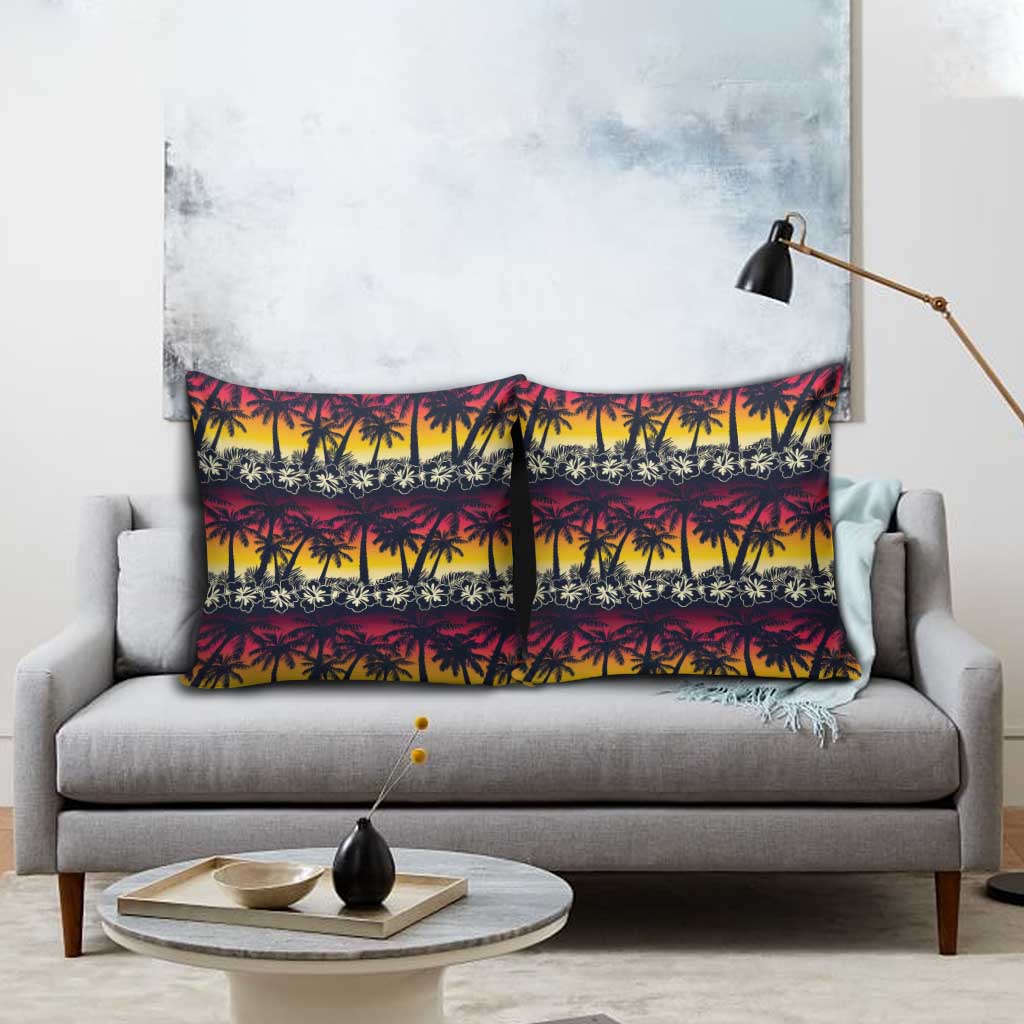 Hawaii Hibiscus Palm Tree Sunset Pillow Cover Tropical Style LT01 - Polynesian Pride