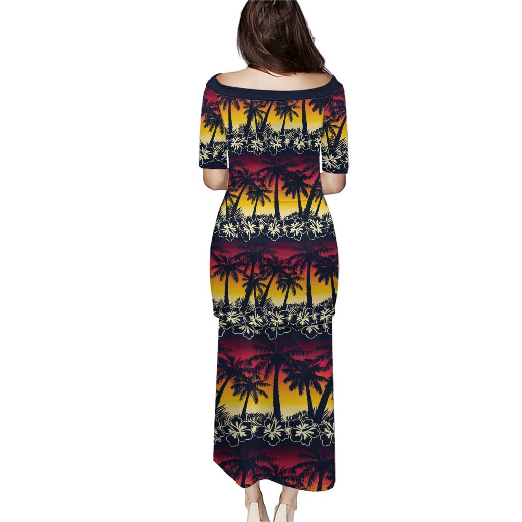 Hawaii Hibiscus Palm Tree Sunset Puletasi Tropical Style LT01 - Polynesian Pride
