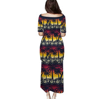 Hawaii Hibiscus Palm Tree Sunset Puletasi Tropical Style LT01 - Polynesian Pride