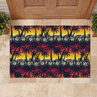 Hawaii Hibiscus Palm Tree Sunset Rubber Doormat Tropical Style LT01 Multicolor - Polynesian Pride
