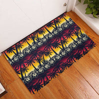 Hawaii Hibiscus Palm Tree Sunset Rubber Doormat Tropical Style LT01 - Polynesian Pride