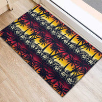 Hawaii Hibiscus Palm Tree Sunset Rubber Doormat Tropical Style LT01 - Polynesian Pride