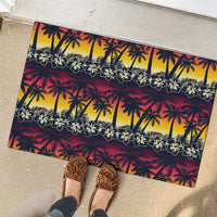Hawaii Hibiscus Palm Tree Sunset Rubber Doormat Tropical Style LT01 - Polynesian Pride