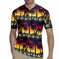 Hawaii Hibiscus Palm Tree Sunset Rugby Jersey Tropical Style LT01 - Polynesian Pride