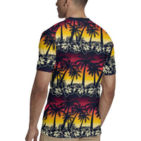 Hawaii Hibiscus Palm Tree Sunset Rugby Jersey Tropical Style LT01 - Polynesian Pride