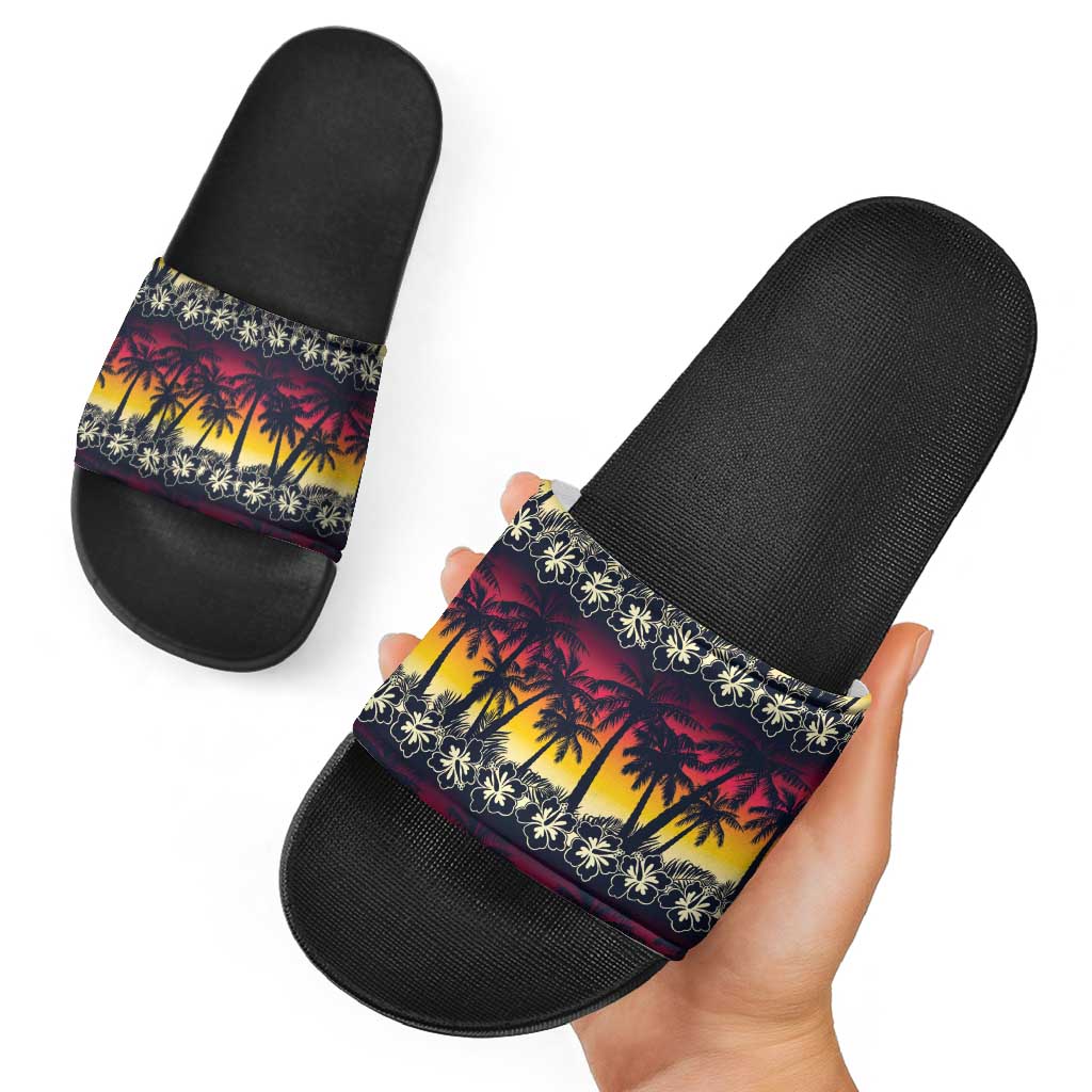 Hawaii Hibiscus Palm Tree Sunset Slide Sandals Tropical Style LT01 - Polynesian Pride