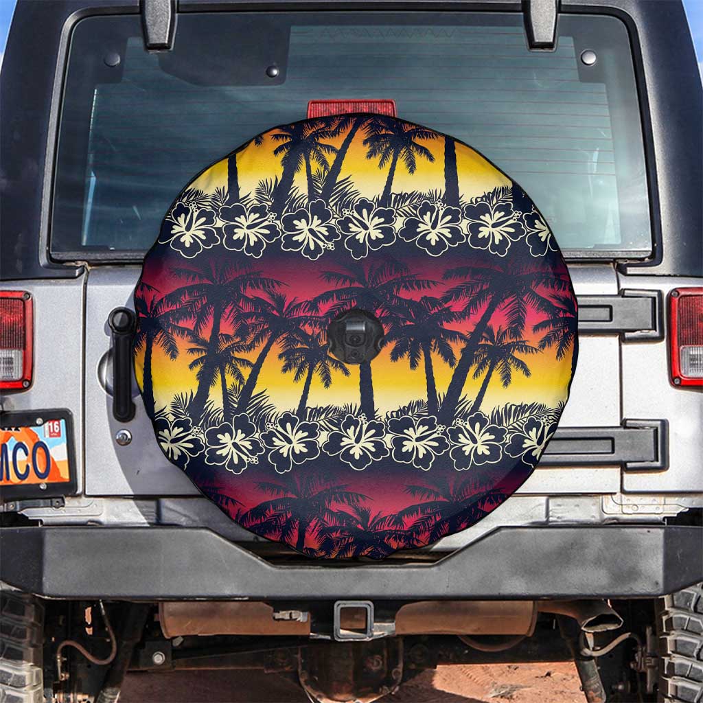 Hawaii Hibiscus Palm Tree Sunset Spare Tire Cover Tropical Style LT01 Multicolor - Polynesian Pride