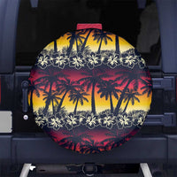 Hawaii Hibiscus Palm Tree Sunset Spare Tire Cover Tropical Style LT01 No hole Multicolor - Polynesian Pride
