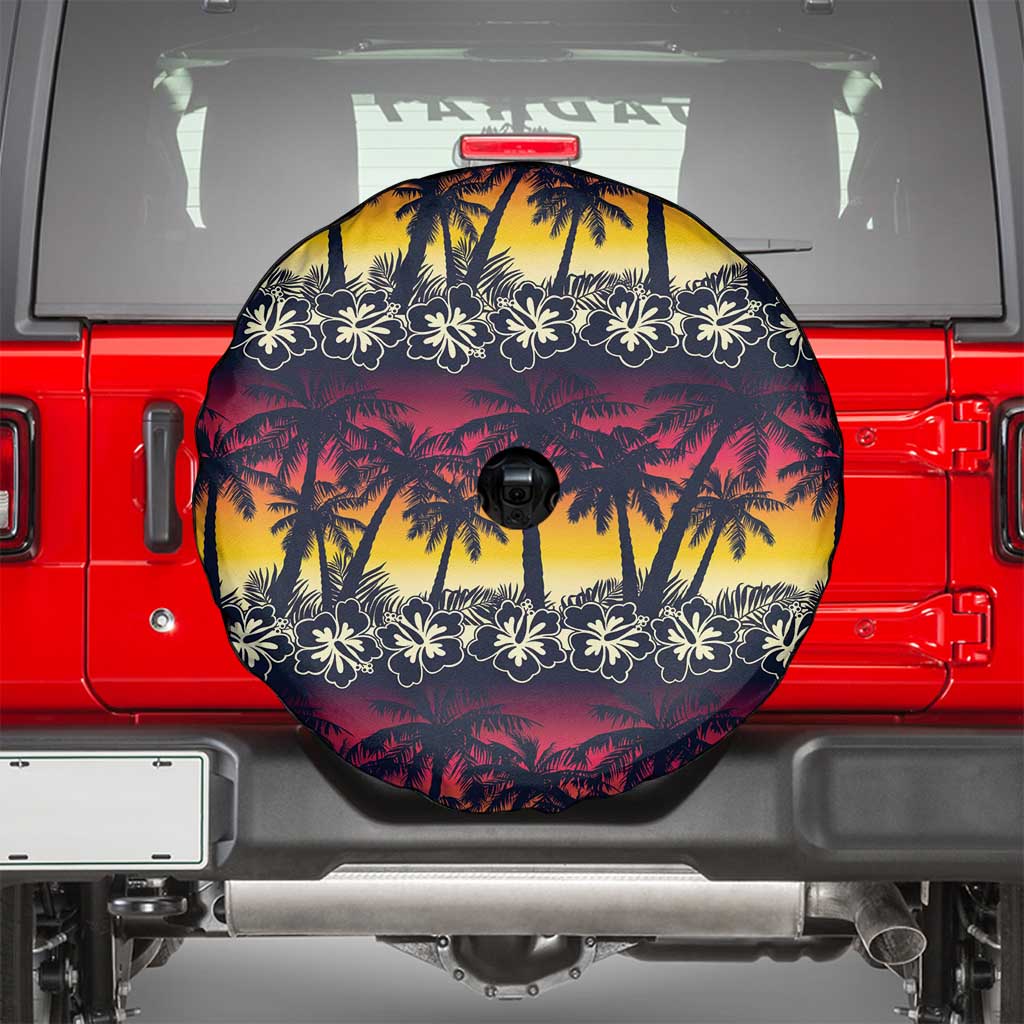 Hawaii Hibiscus Palm Tree Sunset Spare Tire Cover Tropical Style LT01 - Polynesian Pride