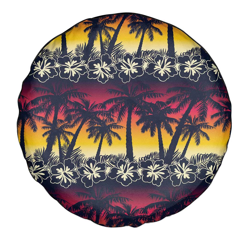 Hawaii Hibiscus Palm Tree Sunset Spare Tire Cover Tropical Style LT01 - Polynesian Pride