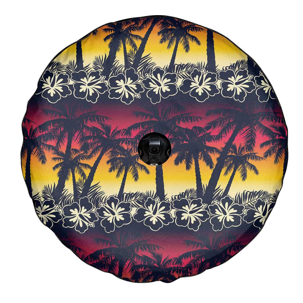 Hawaii Hibiscus Palm Tree Sunset Spare Tire Cover Tropical Style LT01 - Polynesian Pride