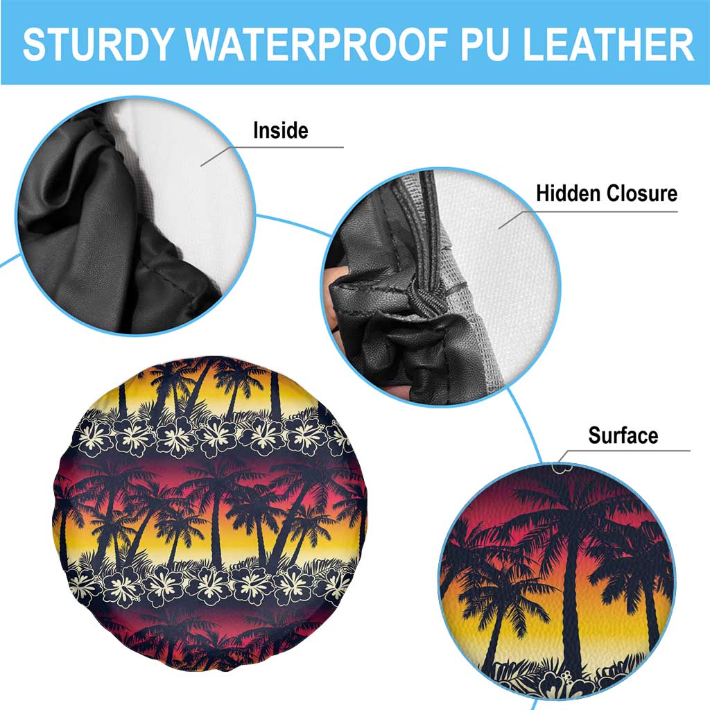 Hawaii Hibiscus Palm Tree Sunset Spare Tire Cover Tropical Style LT01 - Polynesian Pride