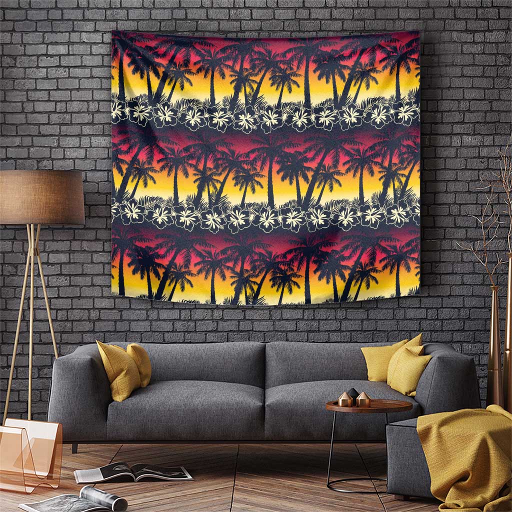 Hawaii Hibiscus Palm Tree Sunset Tapestry Tropical Style LT01 Multicolor - Polynesian Pride