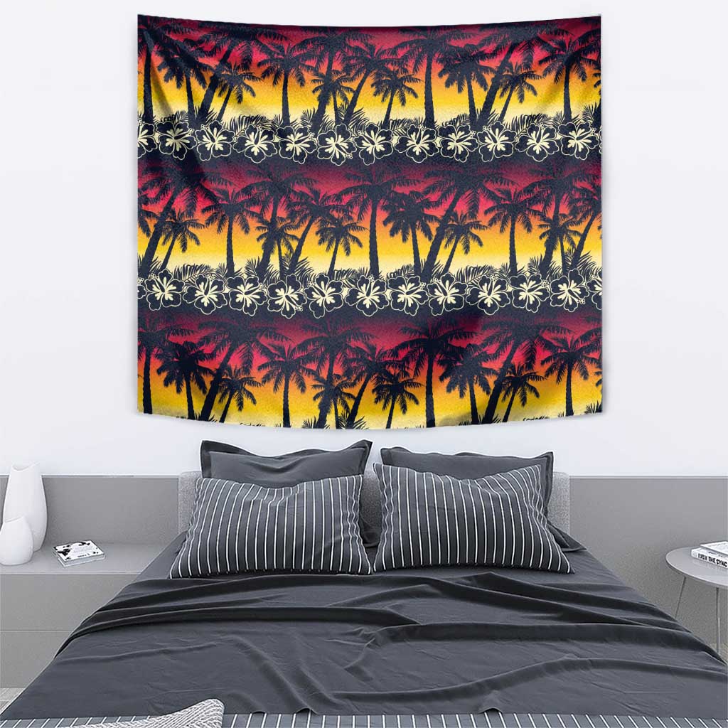 Hawaii Hibiscus Palm Tree Sunset Tapestry Tropical Style LT01 - Polynesian Pride