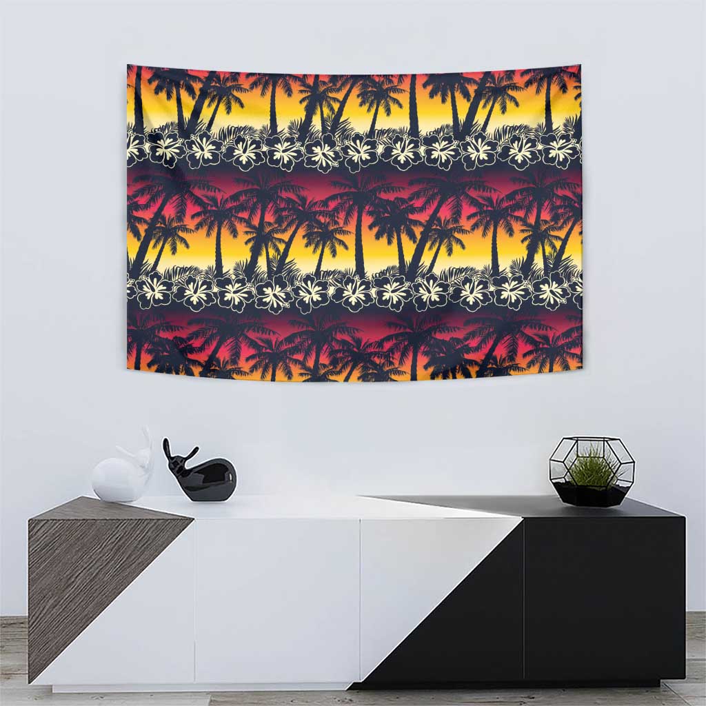Hawaii Hibiscus Palm Tree Sunset Tapestry Tropical Style LT01 - Polynesian Pride