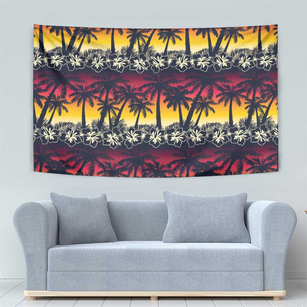 Hawaii Hibiscus Palm Tree Sunset Tapestry Tropical Style LT01 - Polynesian Pride