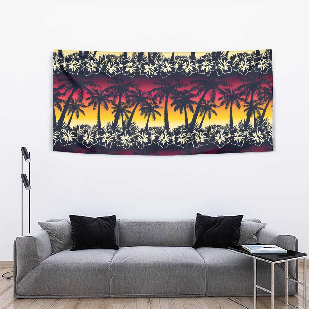 Hawaii Hibiscus Palm Tree Sunset Tapestry Tropical Style LT01 - Polynesian Pride