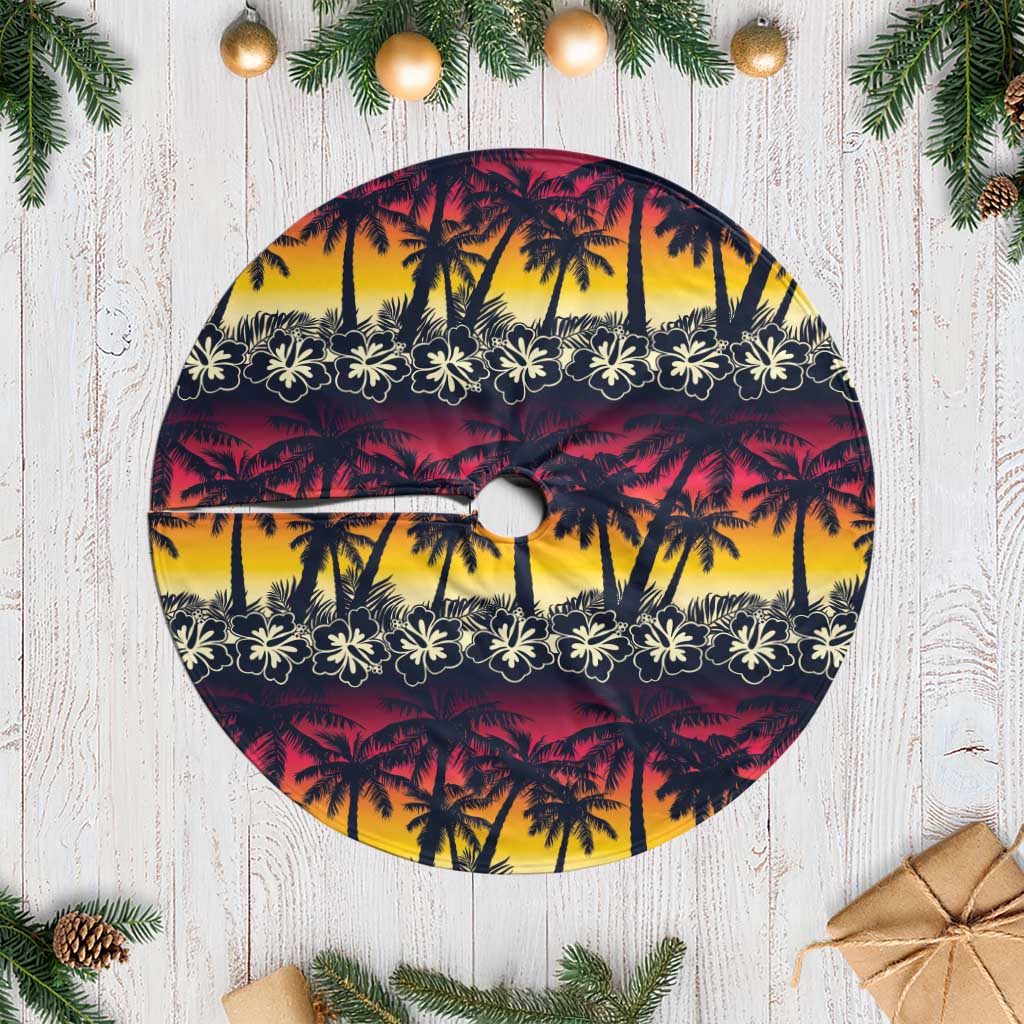 Hawaii Hibiscus Palm Tree Sunset Tree Skirt Tropical Style LT01 Casual Multicolor - Polynesian Pride