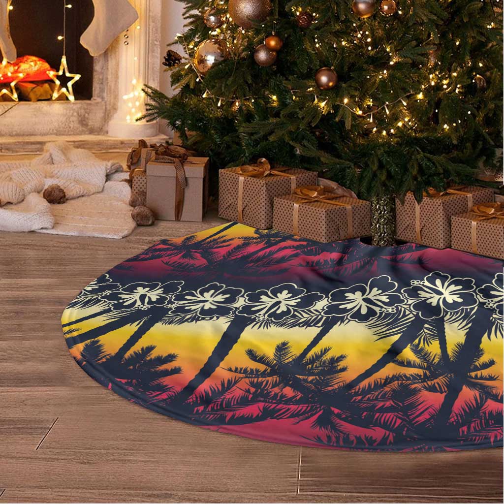 Hawaii Hibiscus Palm Tree Sunset Tree Skirt Tropical Style LT01 - Polynesian Pride
