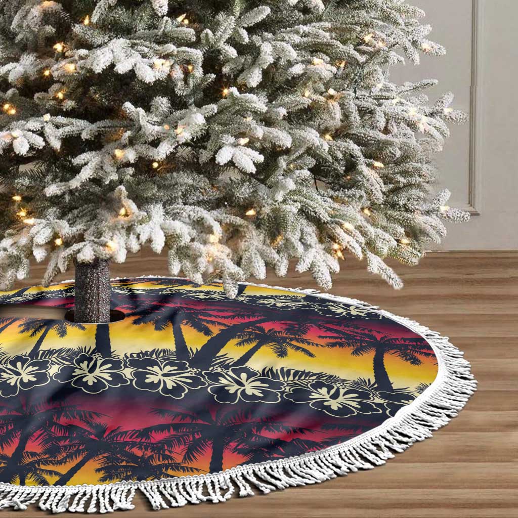 Hawaii Hibiscus Palm Tree Sunset Tree Skirt Tropical Style LT01 - Polynesian Pride