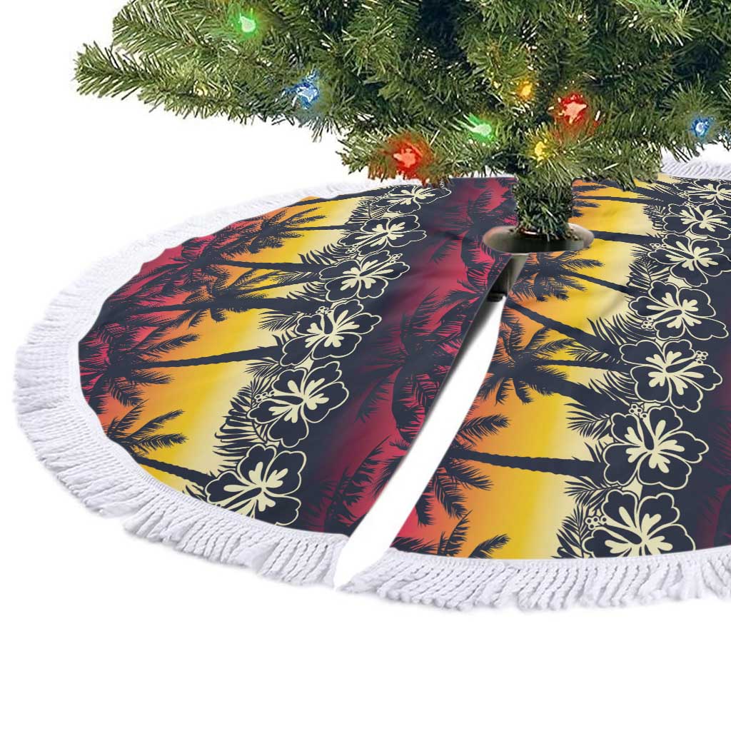 Hawaii Hibiscus Palm Tree Sunset Tree Skirt Tropical Style LT01 - Polynesian Pride