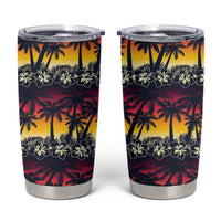 Hawaii Hibiscus Palm Tree Sunset Tumbler Cup Tropical Style LT01 Multicolor - Polynesian Pride