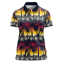 Hawaii Hibiscus Palm Tree Sunset Women Polo Shirt Tropical Style LT01 Female Multicolor - Polynesian Pride