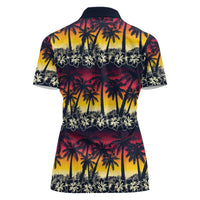 Hawaii Hibiscus Palm Tree Sunset Women Polo Shirt Tropical Style LT01 - Polynesian Pride
