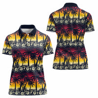Hawaii Hibiscus Palm Tree Sunset Women Polo Shirt Tropical Style LT01 - Polynesian Pride