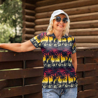 Hawaii Hibiscus Palm Tree Sunset Women Polo Shirt Tropical Style LT01 - Polynesian Pride